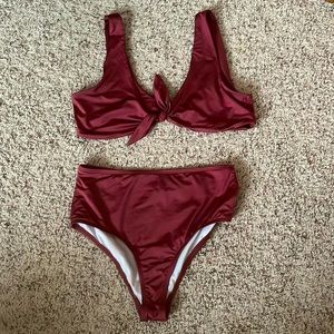 Deep rose colored swimsuit